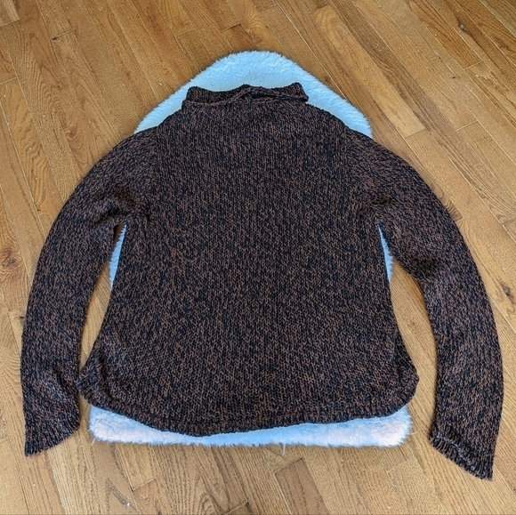 𝅺eileen FISHER funnel neck top marled knit sweater cowl mock neck nutmeg xl - Picture 6 of 12